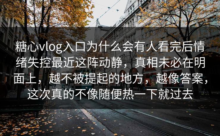 糖心vlog入口为什么会有人看完后情绪失控最近这阵动静，真相未必在明面上，越不被提起的地方，越像答案，这次真的不像随便热一下就过去  第1张