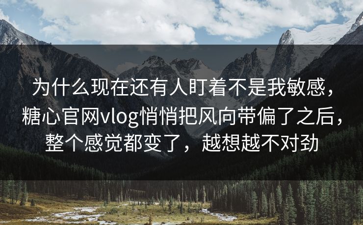 为什么现在还有人盯着不是我敏感，糖心官网vlog悄悄把风向带偏了之后，整个感觉都变了，越想越不对劲