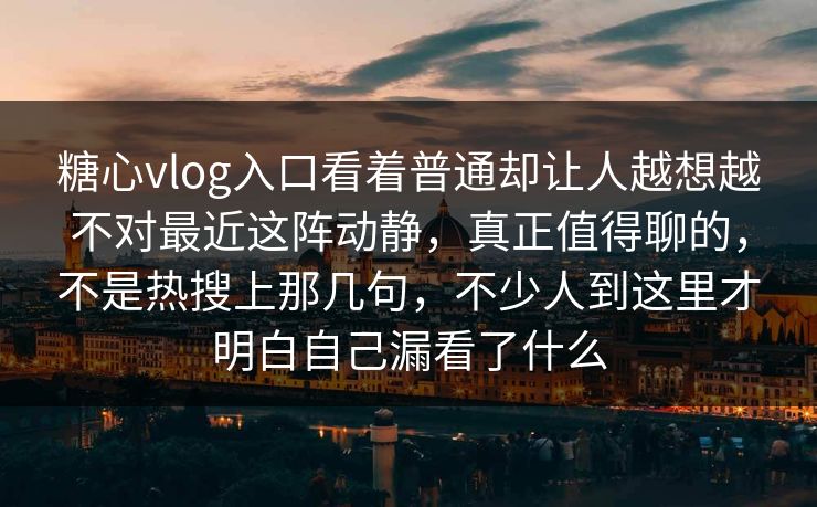 糖心vlog入口看着普通却让人越想越不对最近这阵动静，真正值得聊的，不是热搜上那几句，不少人到这里才明白自己漏看了什么  第1张
