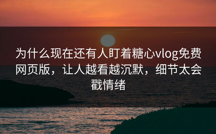 为什么现在还有人盯着糖心vlog免费网页版，让人越看越沉默，细节太会戳情绪