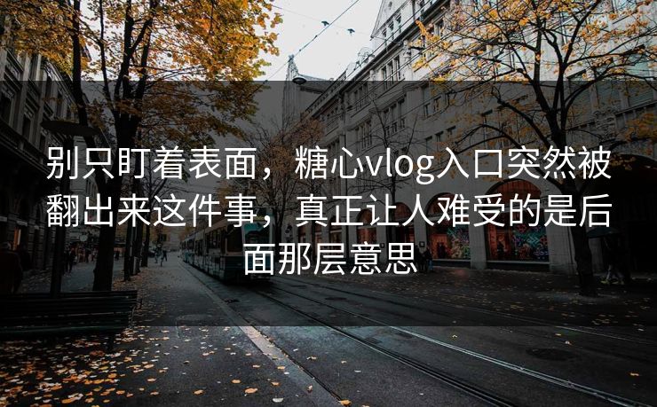 别只盯着表面，糖心vlog入口突然被翻出来这件事，真正让人难受的是后面那层意思