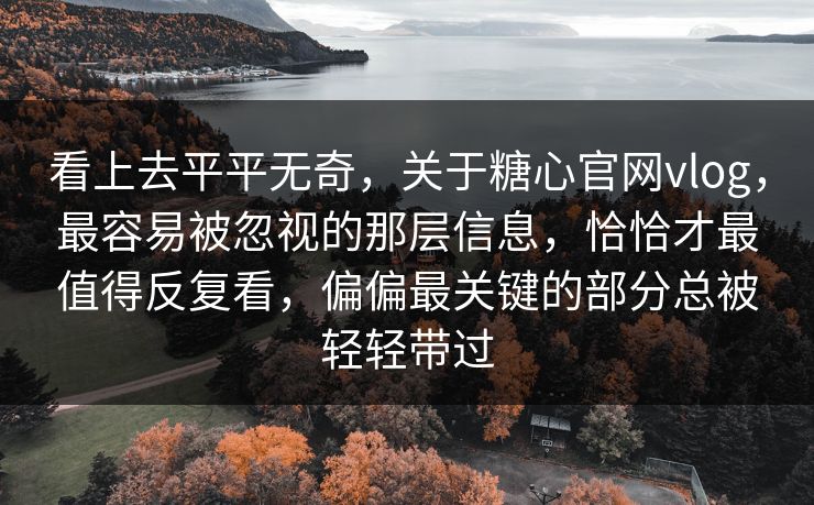 看上去平平无奇，关于糖心官网vlog，最容易被忽视的那层信息，恰恰才最值得反复看，偏偏最关键的部分总被轻轻带过