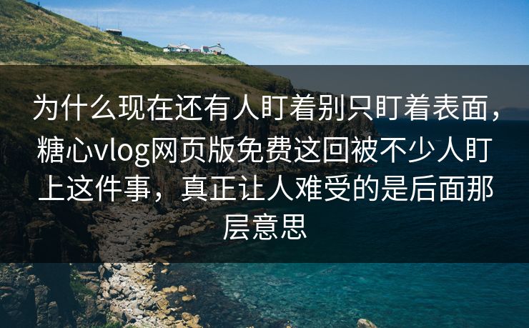 为什么现在还有人盯着别只盯着表面，糖心vlog网页版免费这回被不少人盯上这件事，真正让人难受的是后面那层意思