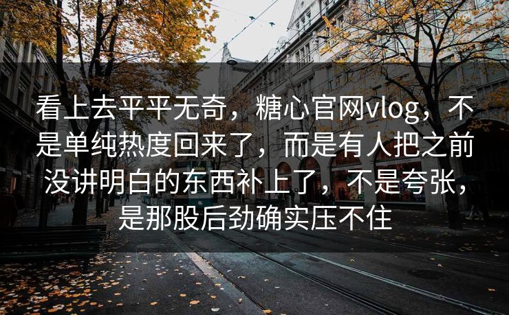 看上去平平无奇，糖心官网vlog，不是单纯热度回来了，而是有人把之前没讲明白的东西补上了，不是夸张，是那股后劲确实压不住