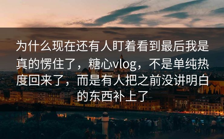为什么现在还有人盯着看到最后我是真的愣住了，糖心vlog，不是单纯热度回来了，而是有人把之前没讲明白的东西补上了