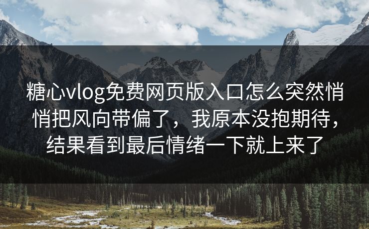 糖心vlog免费网页版入口怎么突然悄悄把风向带偏了，我原本没抱期待，结果看到最后情绪一下就上来了