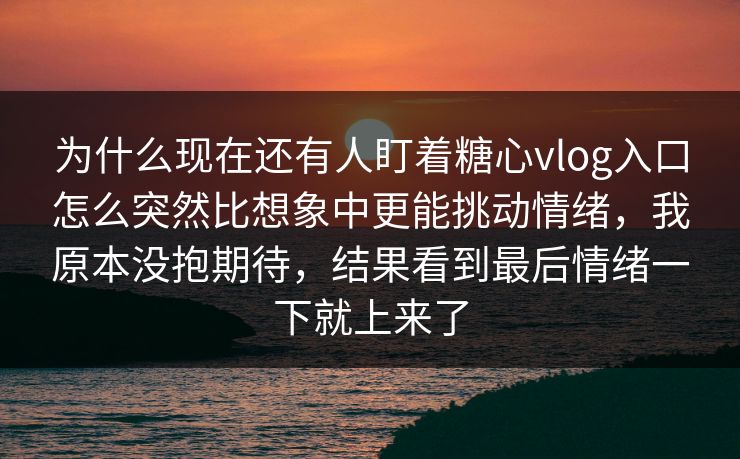 为什么现在还有人盯着糖心vlog入口怎么突然比想象中更能挑动情绪，我原本没抱期待，结果看到最后情绪一下就上来了