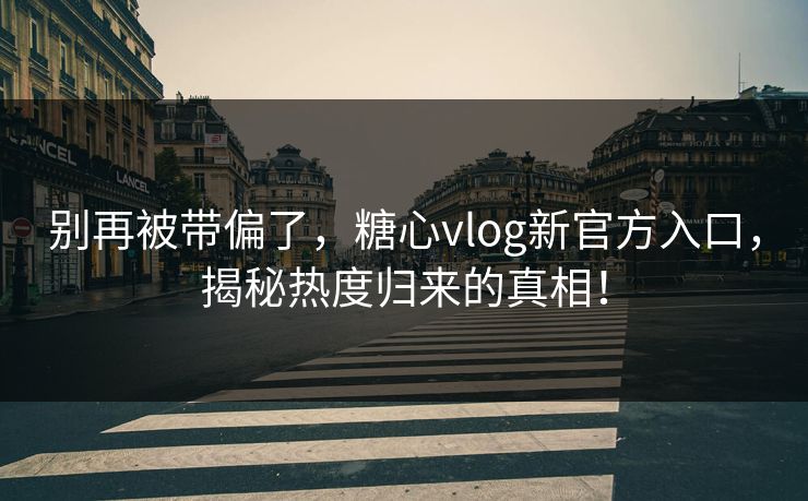 别再被带偏了，糖心vlog新官方入口，揭秘热度归来的真相！