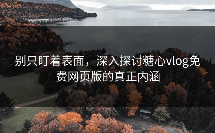 别只盯着表面，深入探讨糖心vlog免费网页版的真正内涵