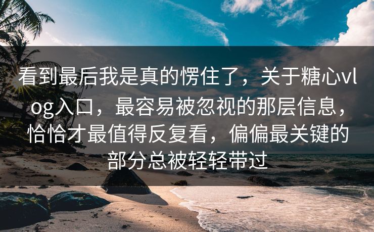 看到最后我是真的愣住了，关于糖心vlog入口，最容易被忽视的那层信息，恰恰才最值得反复看，偏偏最关键的部分总被轻轻带过